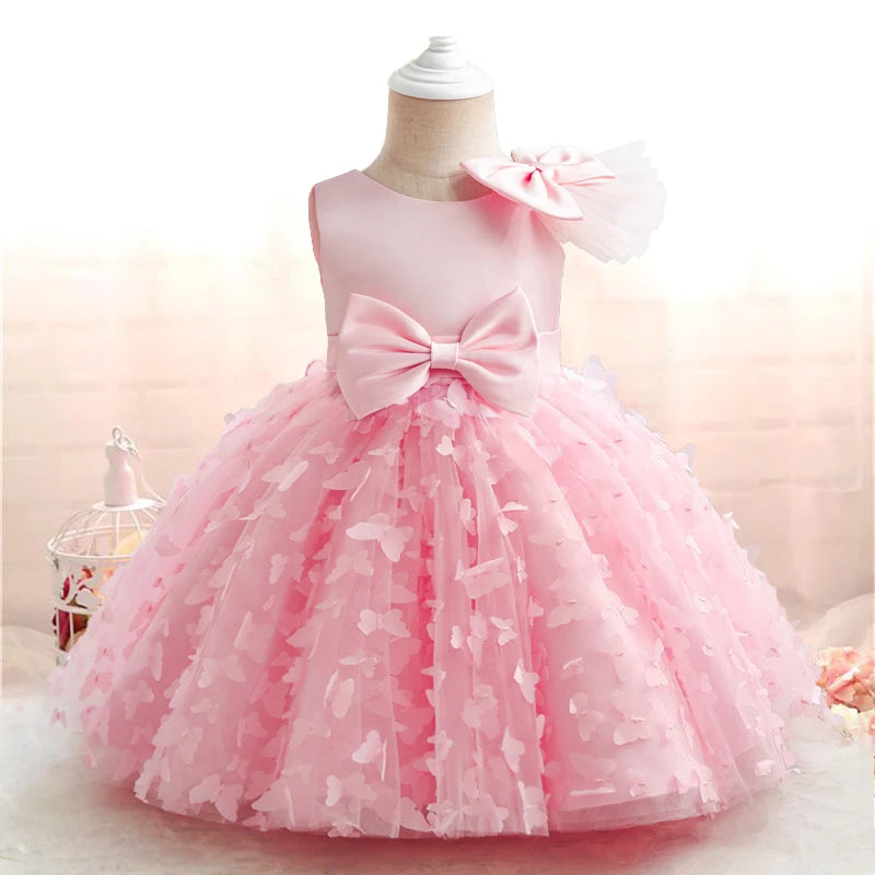 Toddler Baby Sequin Party Dresses Baptism Wedding 1 Year Birthday Bow Princess Dress For Baby Girl Tulle Bridemaid Gown Vestidos