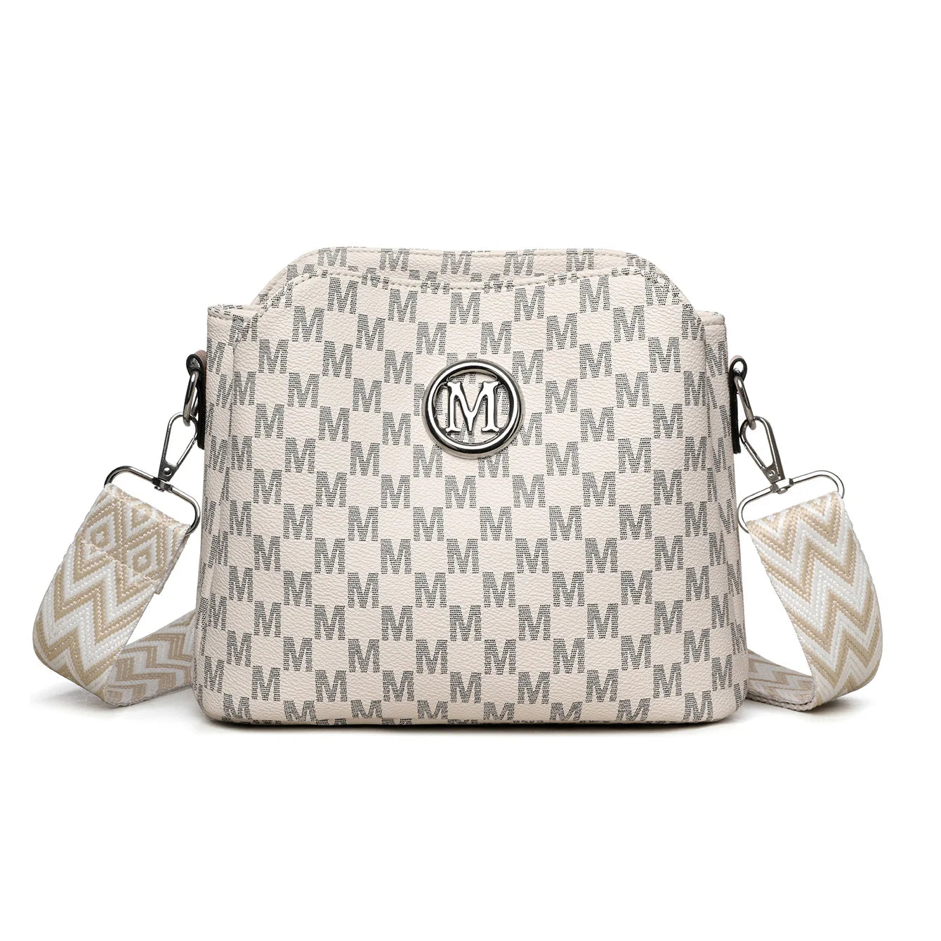 Synthetic Faux Leather Shoulder Bag For Women Retro Crossbody Bag with Golden "M" Monogram, Purse Work, Travel, Parties & Gifts