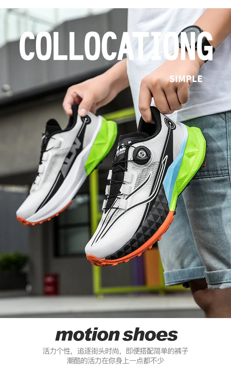 2025 New Lightweight Outdoor Casual Sports Shoes With Rotating Buckle Carbon Plate And Popcorn Outsole Running Shoes For Men