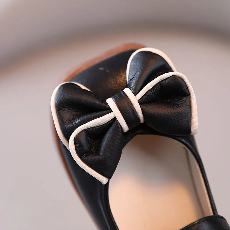 Spring and Autumn Children's Shoes, Small Leather Shoes  Casual Babies Square Mouth Shoes Bow Ties  Princess Shoes Single Shoes