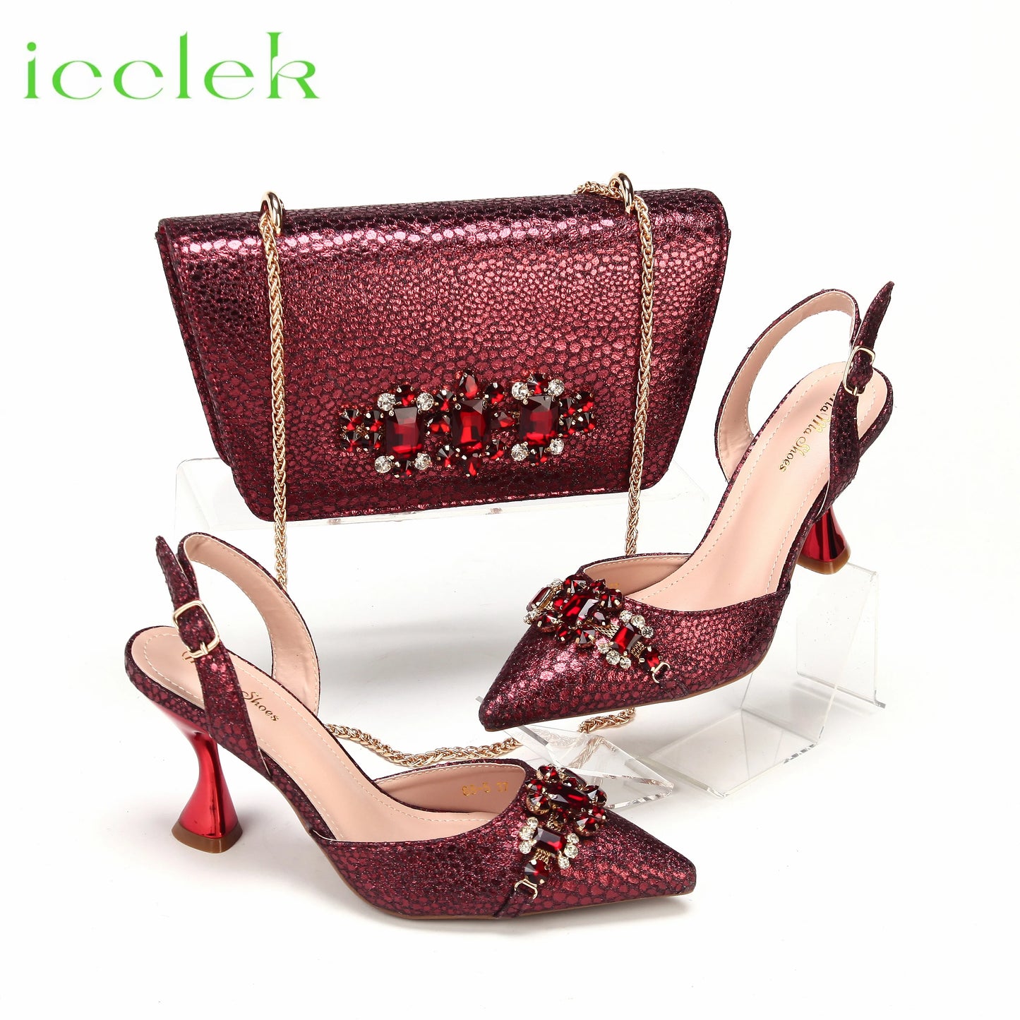 New Arrivals Special Design Pink Color African Women Shoes and Bag Set Pointed Toe Sandals for Wedding Party