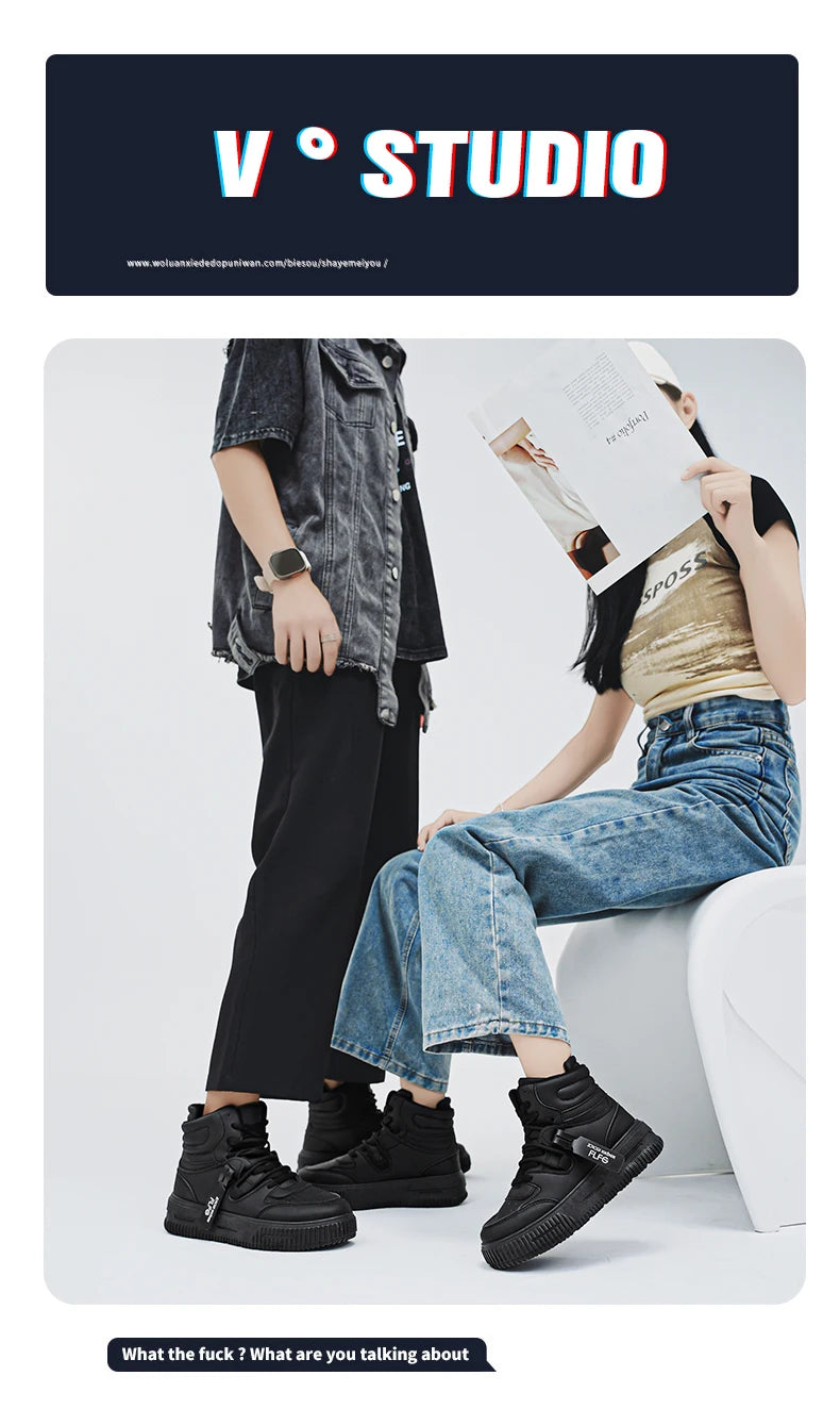 Casual Sneaker High-top Male Sneakers Loafers Shoes for Men Skateboard Sports and Leisure Wear-resistant Non-Slip All-match New