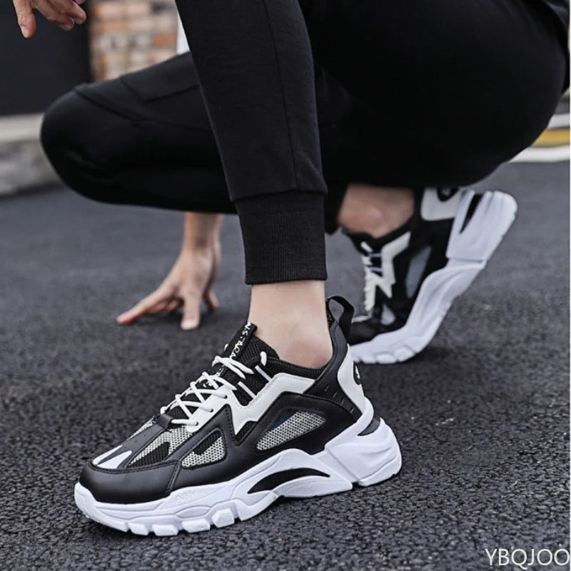 New Men's Shoes Spring Autumn Breathable Mesh Shoes Thick soled Height Increasing Shoes Men's Versatile Trendy Sports Shoes