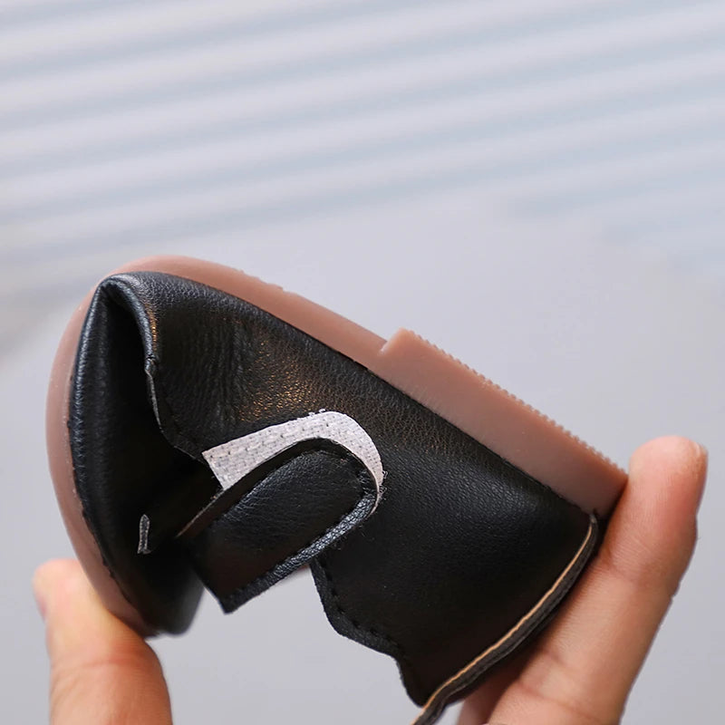 Little Girl's Princess Shoes Spring Black White Bowtie Cute Children Flat Shoe Shallow Matte Pu Leather Comfy Kids Shoe 21-30