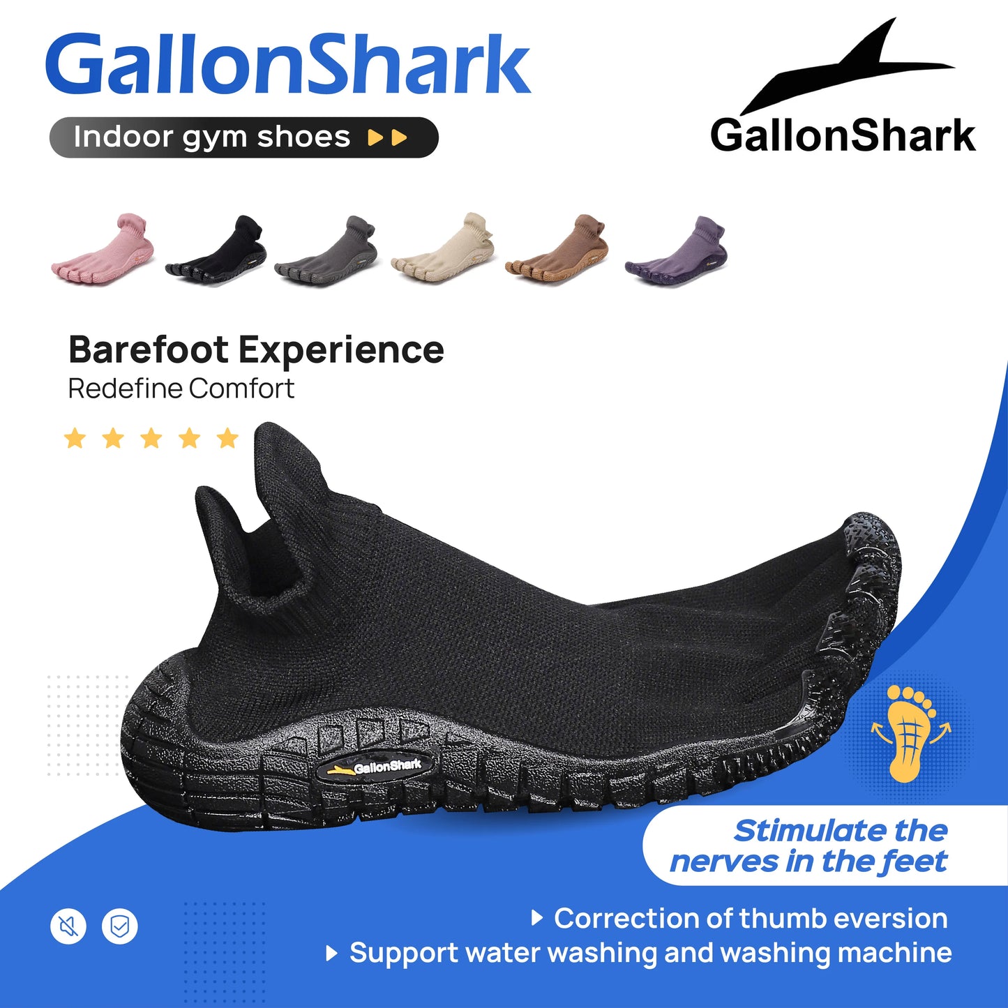 Five finger shoes, split toe shoes, men's and women's fitness soft soled shoes, Pilates yoga fitness barefoot shoes, beach shoes