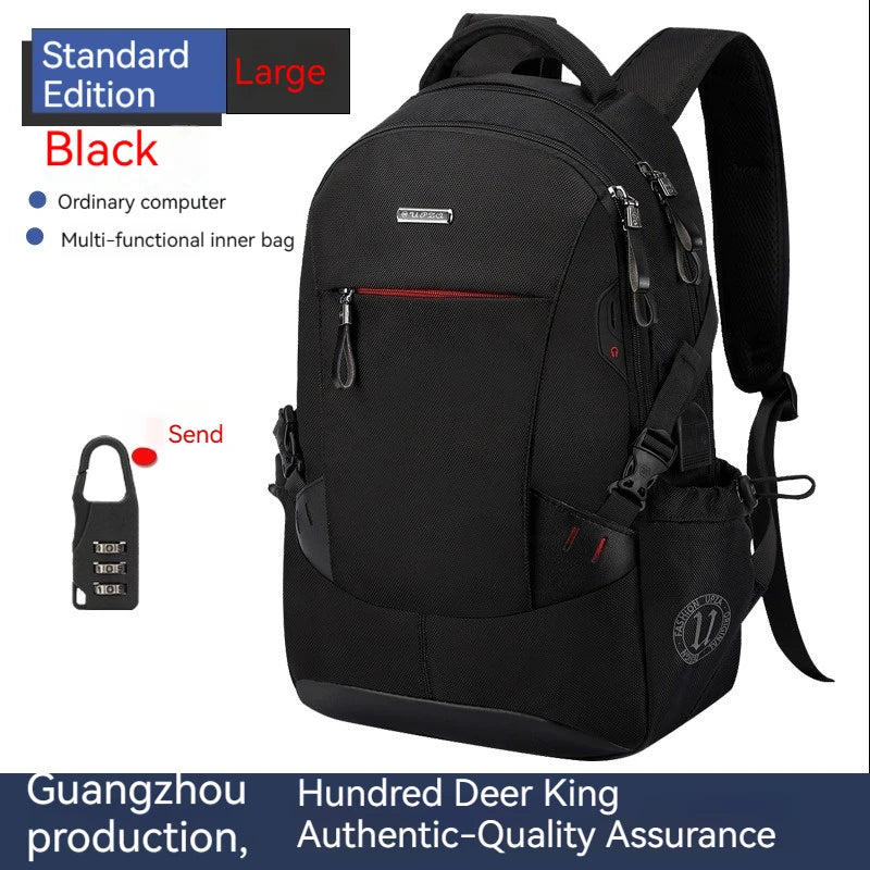 Backpack, male student backpack, computer bag, travel large capacity, thick, handsome, durable, dirt resistant