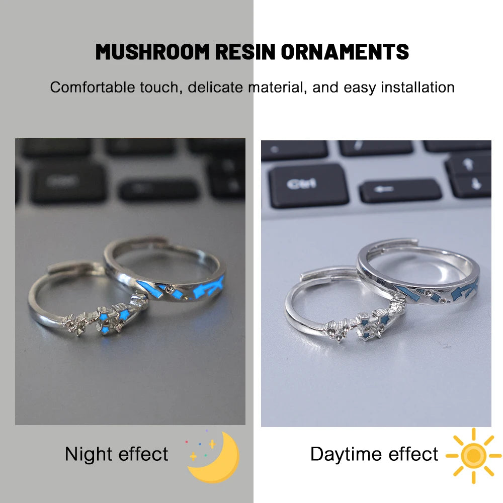 Sweet Couple Night Glowing Star Style Unique Design Premium Feel Adjustable Rings Simple Opening Luminous Lovers Exquisite Ring