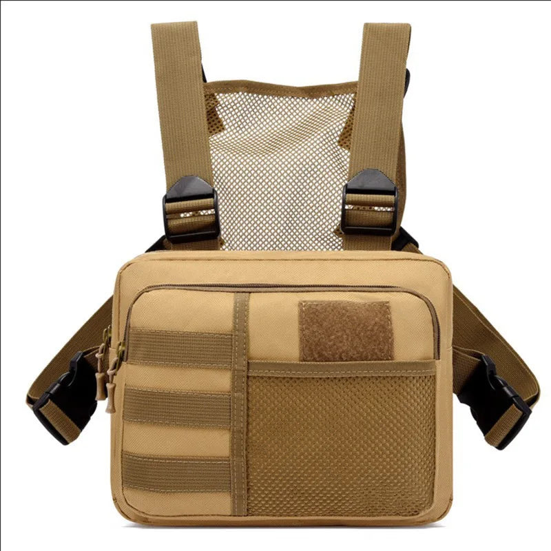 Unisex Multi-function Tactical Vest Fashion Hip-hop Streetwear Chest Rig Bag Waterproof Oxford Sport Backpack with Zipper Closure