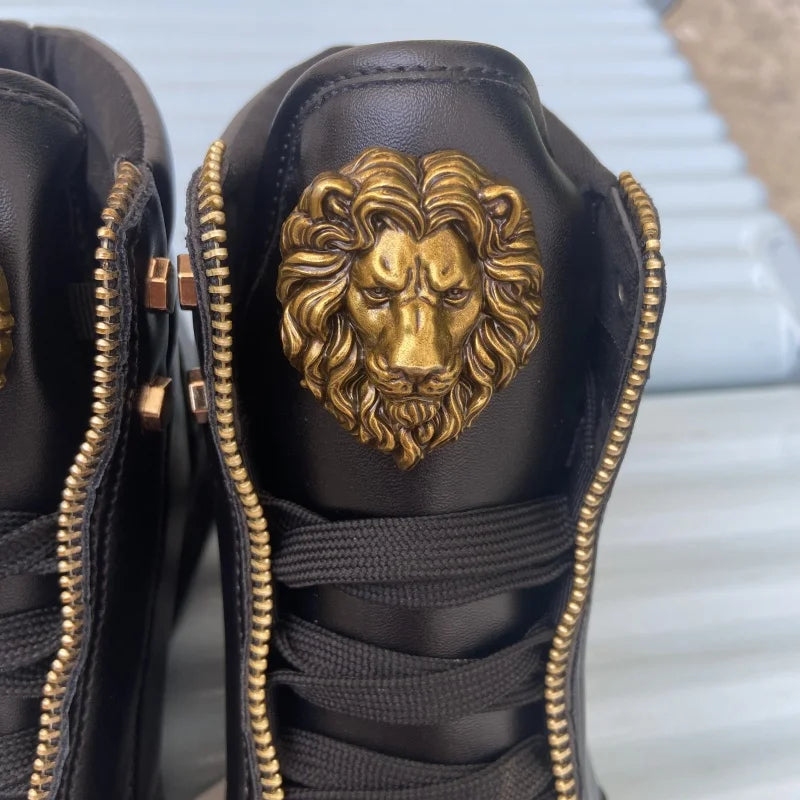 Men's High-Top Designer Sneakers - Casual Athletic Shoes with Zip Detail