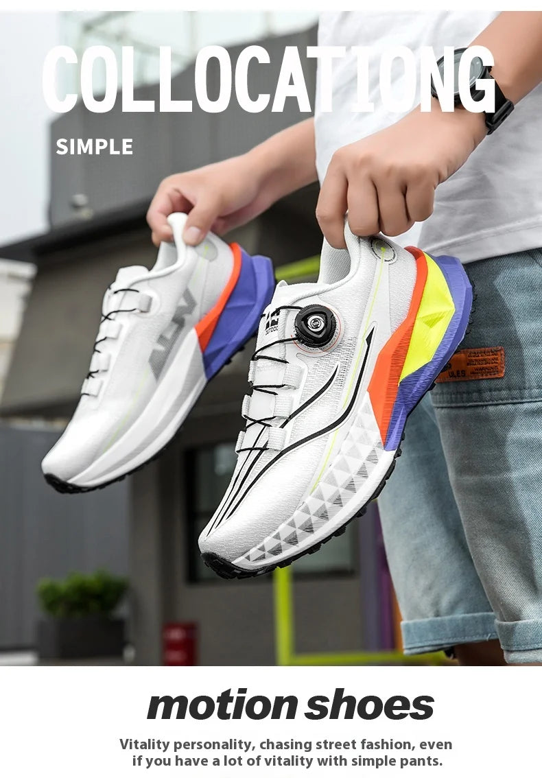 2025 New Lightweight Outdoor Casual Sports Shoes With Rotating Buckle Carbon Plate And Popcorn Outsole Running Shoes For Men
