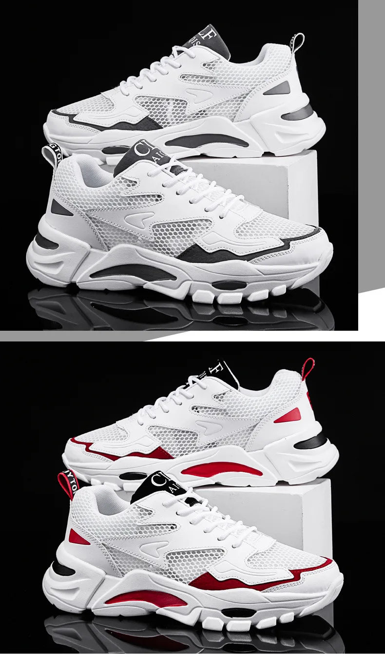 Mesh Men's Sneakers white summer platform sneakers Stylish Lace-up Male Sneaker Breathable Man Tenis Footwear men's sports shoes