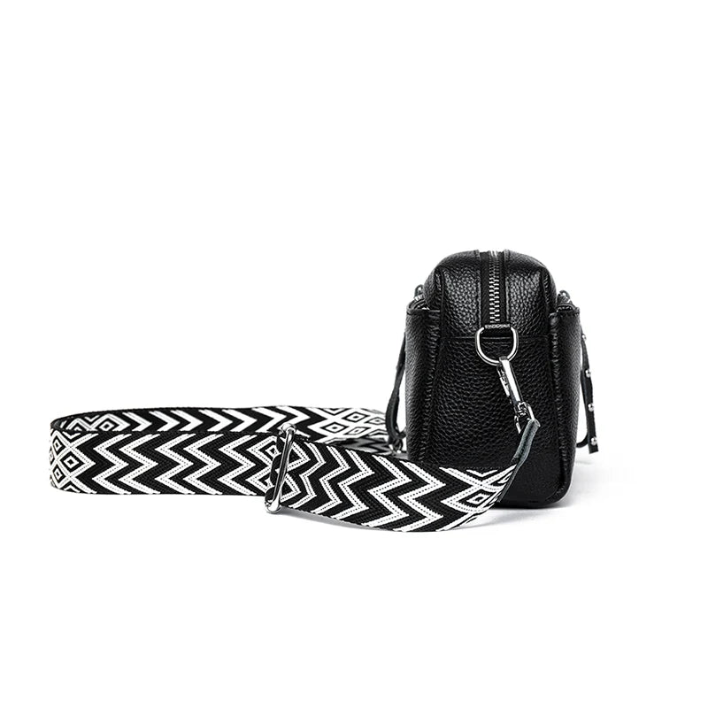100% Cowhide 3 Layers Crossbody Shoulder Bag Luxury Genuine Leather Messenger Bag Fashion Daily Use For Women Wallet HandBag