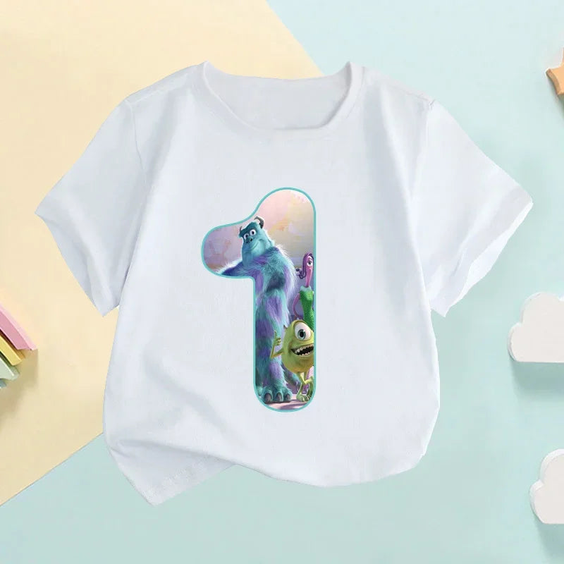 Baby Children T-Shirts It's My 1 2 3 4 5 6 7 8 9 Years Birthday Boys Girls T Shirt Monsters Inc University Cartoon Kids Clothes