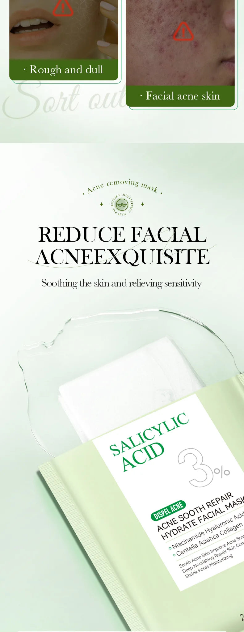 5/10pcs SADOER Salicylic Acid Face Mask Moisturizing Nourishing Firming Hydrating Facial Masks Face Sheet Mask Skin Care