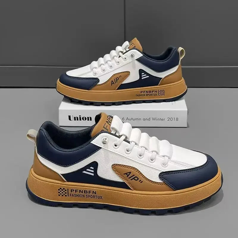 Men's Low Top Leather Sneakers - Fashionable Running & Casual Lace - Up Shoes