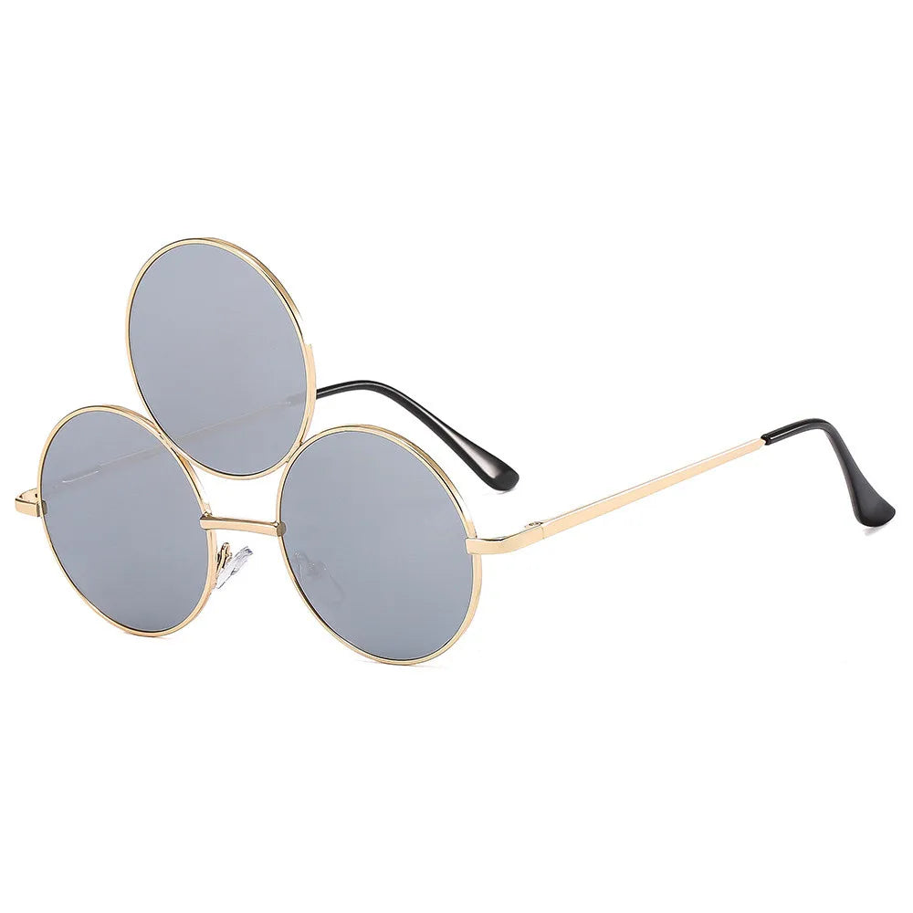 Sunglasses Third Lenses 3 Eyes Round Women Metal Fashion Vintage Sun Glasses For Men Fashion Eyewear Shades UV400 New 2023