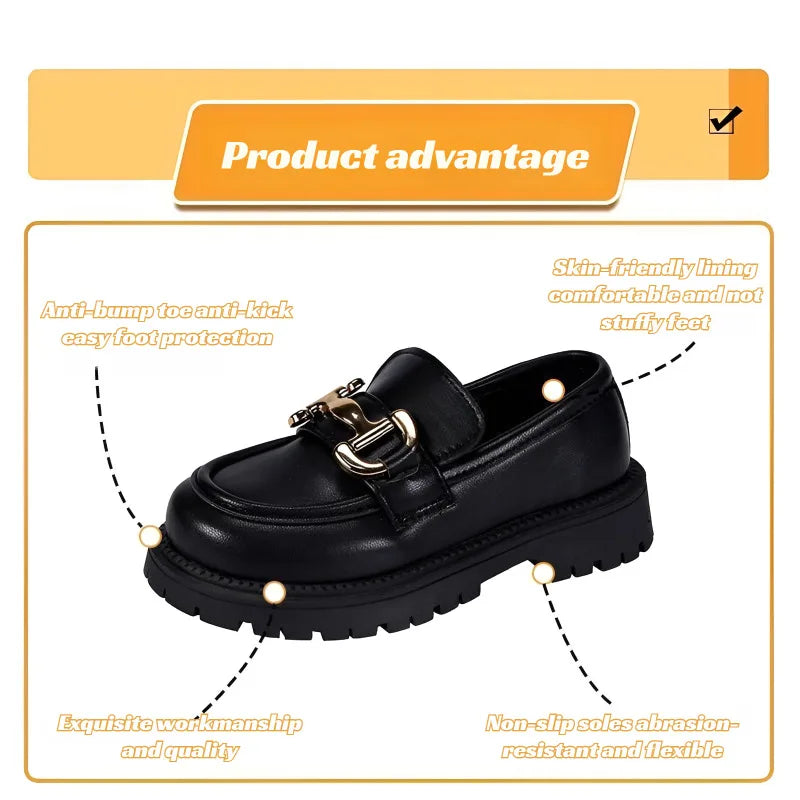 Girls' leather shoes princess shoes spring and autumn loafers non-slip soft-soled fashionable shoes