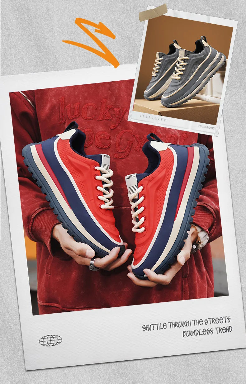 New Shoes for Men Chunky Sneaker Thick-soled Casual Sport Shoes Street Trend Colors Height Increasing Platform Shoes