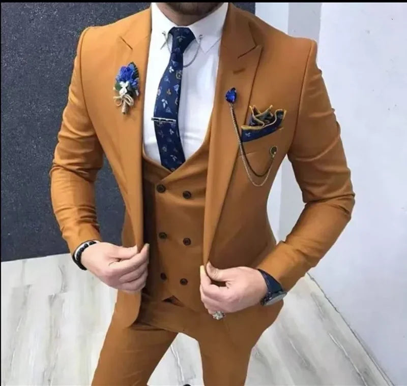 Three-piece Men Suit Spring and Autumn High Quality Custom Made Business Wedding PromBlazer Sets Slim Fit Costume Homme