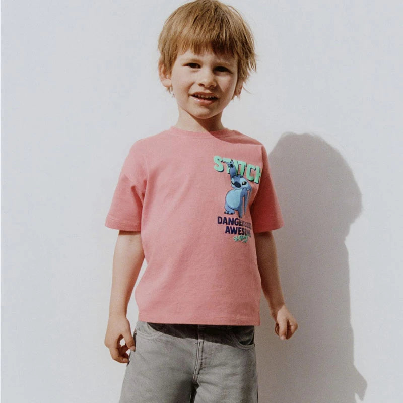 Boys Cartoon T Shirt Casual Loose Pure Cotton Short Sleeve Bottoming Shirt Girls Baby New Printed Tees Cute Round Neck Tops