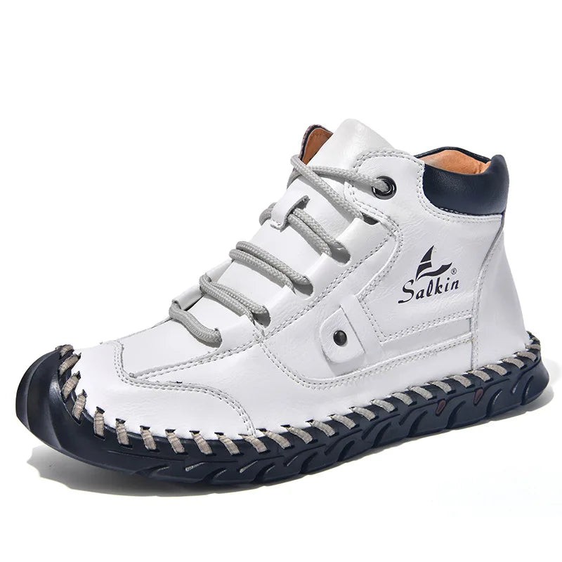 New 2025 Handmade Men Boots Design Sneakers Man Outdoor Casual Leather Men Shoes Ankle Boots Fall Breathable Hot Sale Men Shoes