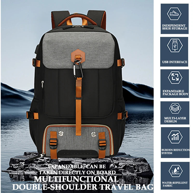 Backpack for men, large capacity travel bag, outdoor waterproof luggage bag, business trip hiking bag, student backpack, backpac