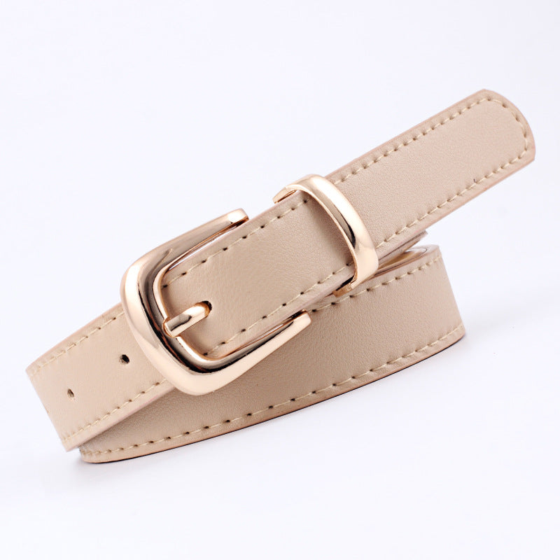 2.4X105cm Women Belts PU Leather Simple Metal Buckle Belt Girls Dress Jean Pants Waistband Belts for Lady Luxury Designer Brand