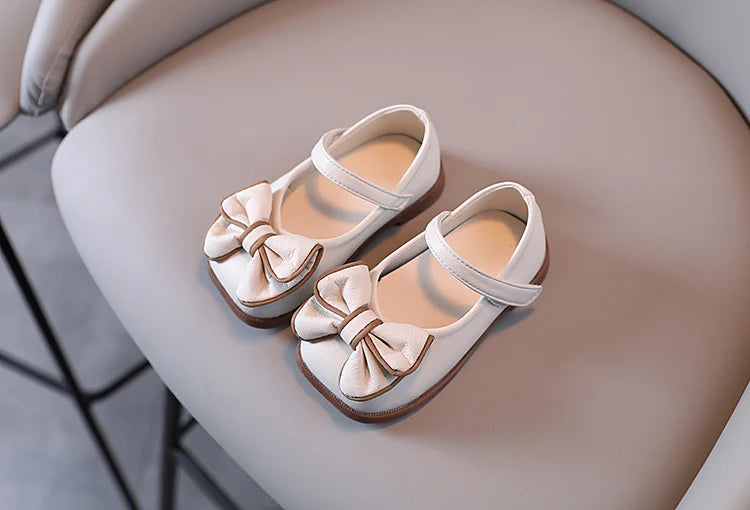 Spring and Autumn Children's Shoes, Small Leather Shoes  Casual Babies Square Mouth Shoes Bow Ties  Princess Shoes Single Shoes