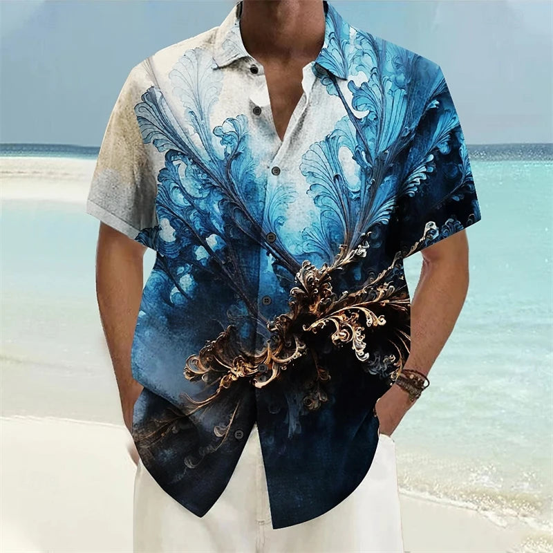 Trend Floral Graphic Shirts For Men Fashion 3D Printed Short Sleeve Summer Casual Hawaiian Shirts Loose Streetwear Blouse 2024