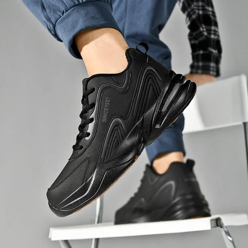 Men's Waterproof Leather Sneakers - Outdoor Walking Sports Shoes