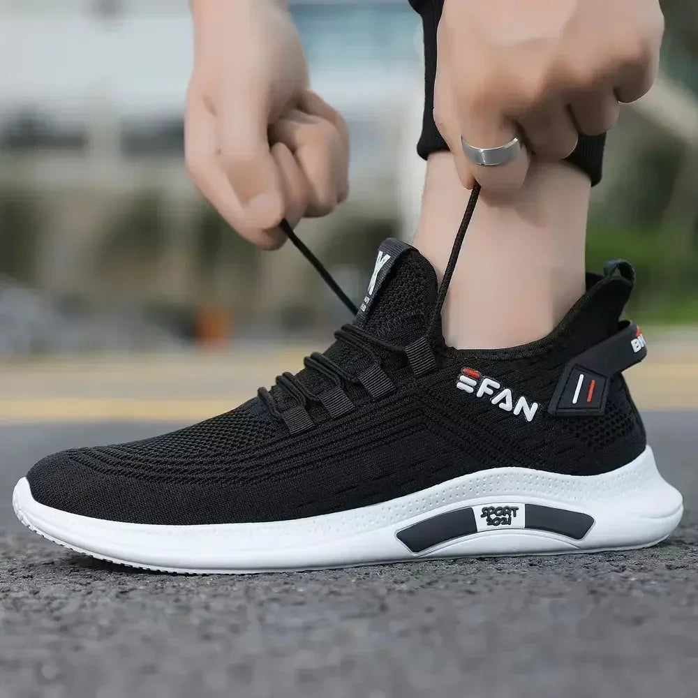 Low cut Lightweight Sports Shoes Men's Casual Shoes Korean Edition Trendy Shoes 2025 Summer Flying Weaving Mens Running Shoes