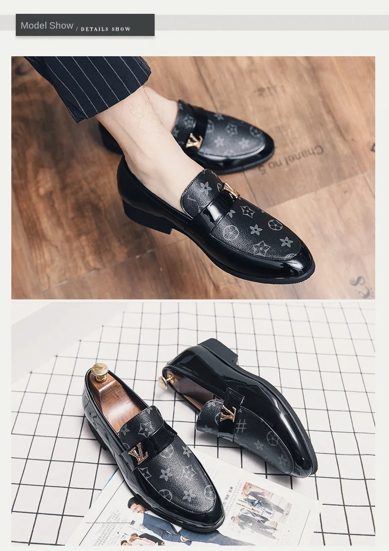 Loafers 2025 New Men's Shoes British Business Genuine Leather Slip-On Soft Surface Small Leather Shoes Pointed Toe Trendy Shoes