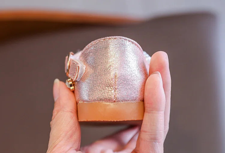 Spring and Autumn 2023 Girls' Sandals Low Heel Shallow Cut Sequin Princess Shoes Flat Shoes Pearl Decorative Kids' Shoes