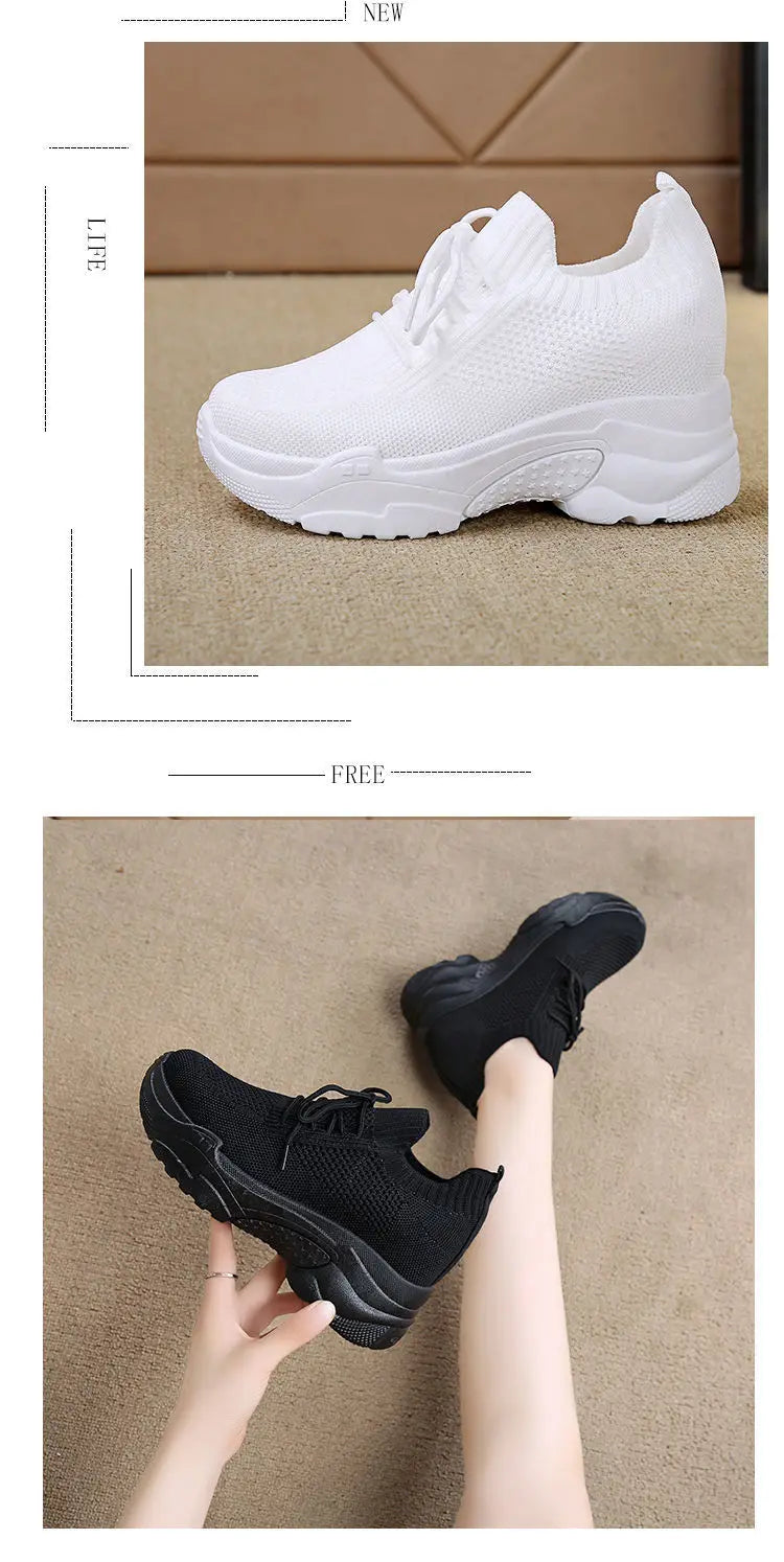 Hidden Heels Women Platform Sneakers Mesh Breathable Casual Shoes for Women Fashion Outdoor Women Running Shoes tenis de mujer