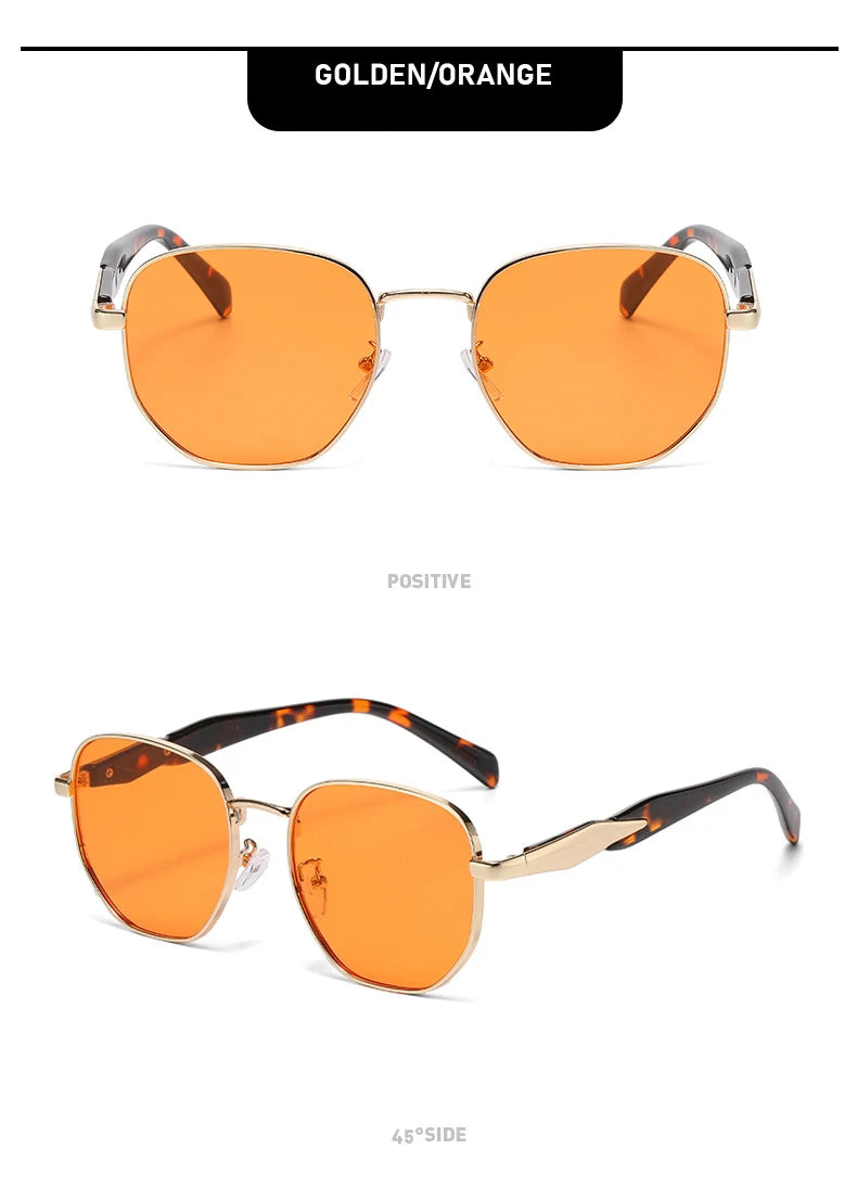 Street Photography Sunglasses For Women, Metal Fashion Uv Anti-retro Round Frame Trendy Personalized Car Sunglasses 2415