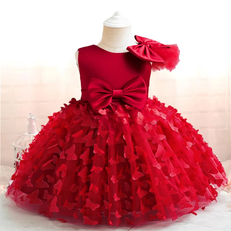 Toddler Baby Sequin Party Dresses Baptism Wedding 1 Year Birthday Bow Princess Dress For Baby Girl Tulle Bridemaid Gown Vestidos
