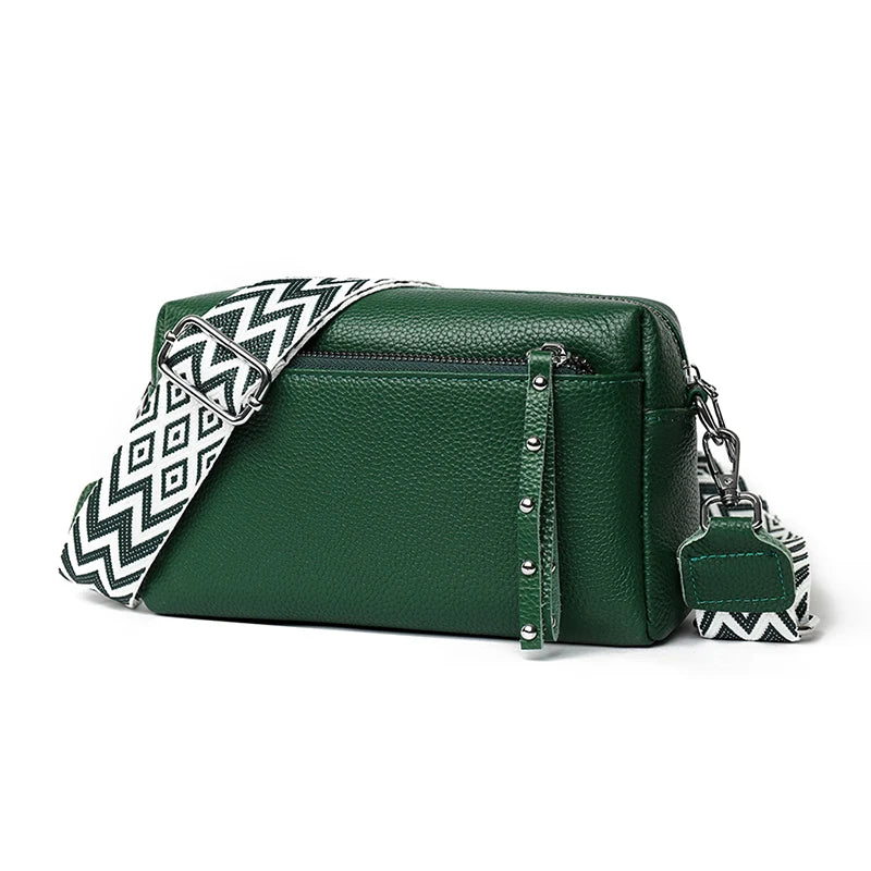 100% Cowhide 3 Layers Crossbody Shoulder Bag Luxury Genuine Leather Messenger Bag Fashion Daily Use For Women Wallet HandBag