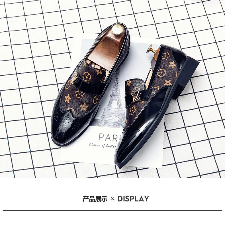 Doudou Shoes New Men's British Business Genuine Leather Slip-On Soft Leather Shoes Pointed Toe Hairstylist Versatile Trendy Shoe