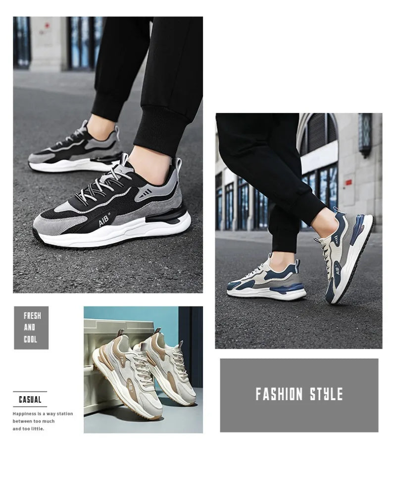 2025 Men's Shoes Autumn Sports Shoes Versatile Casual Shoe Running Anti Slip Height Increasing Dad Trendy Shoe Summer