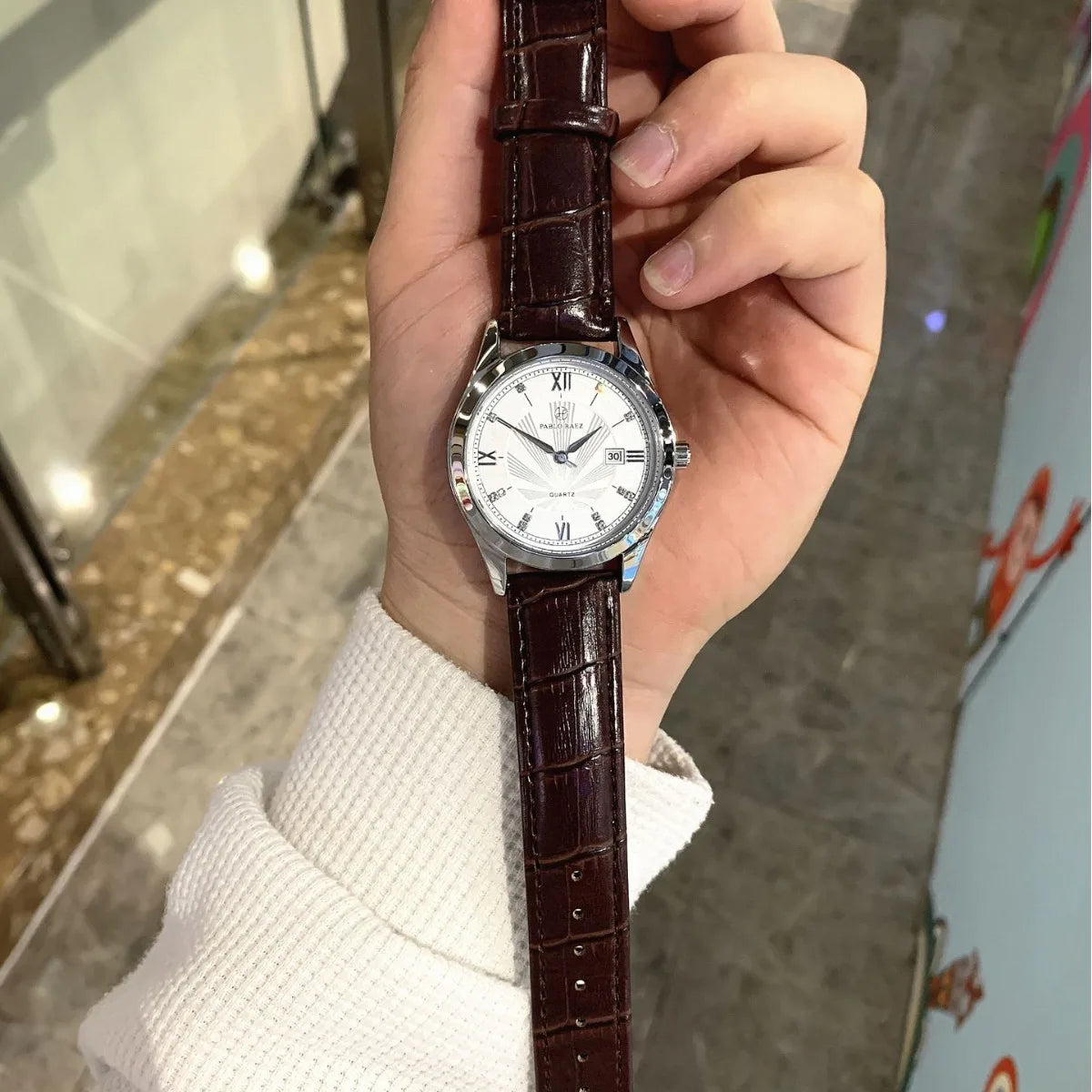 UTHAI High Authentic Men Watch Brand Waterproof Leather Calendar Student Exam Table Male Fashion Quartz Clock Watches Has Box