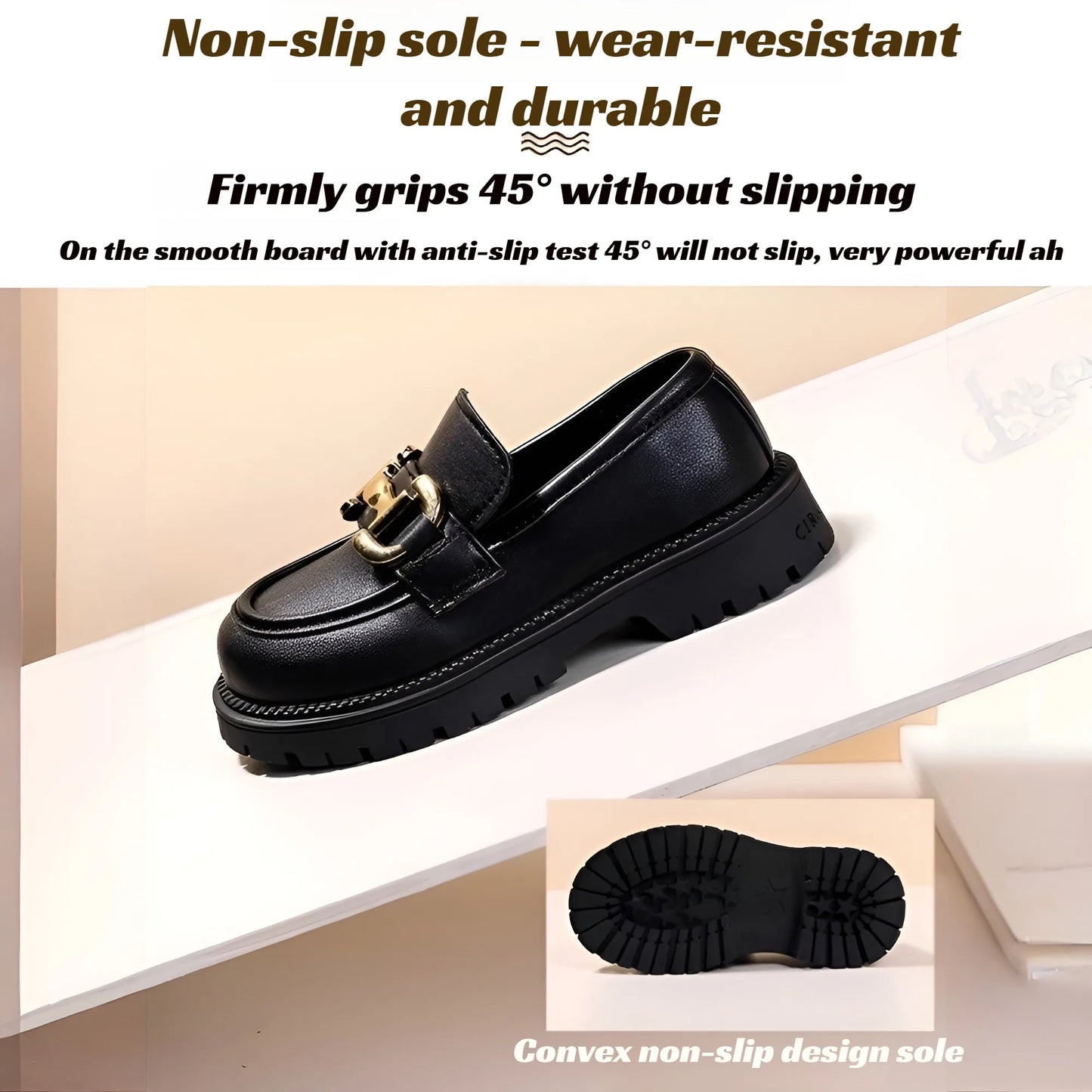 Girls' leather shoes princess shoes spring and autumn loafers non-slip soft-soled fashionable shoes