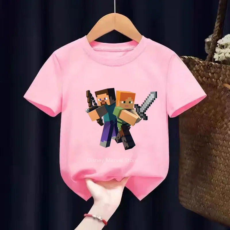 Anime T Shirts for Kids Boys Girls Clothes From 3 to 12 Years Old My Wonderful World Print T-shirt Birthday Child Short Sleeve