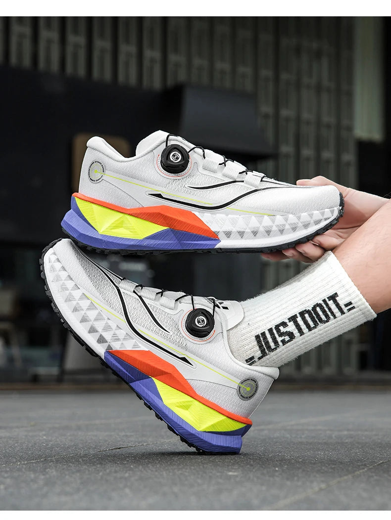 2025 New Lightweight Outdoor Casual Sports Shoes With Rotating Buckle Carbon Plate And Popcorn Outsole Running Shoes For Men