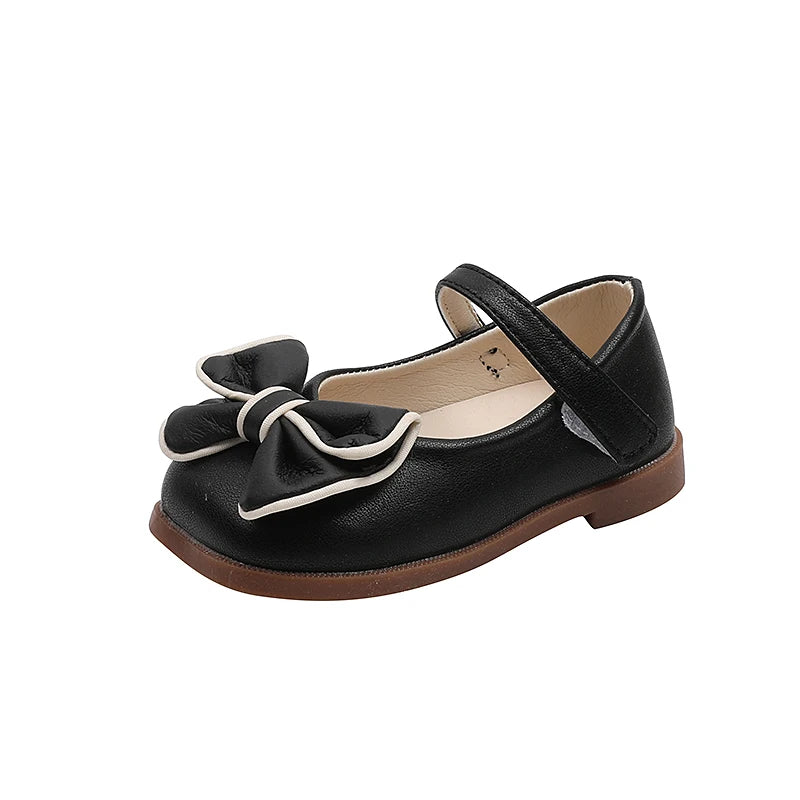 Spring and Autumn Children's Shoes, Small Leather Shoes  Casual Babies Square Mouth Shoes Bow Ties  Princess Shoes Single Shoes