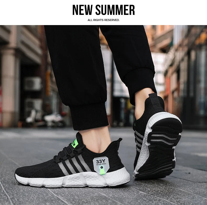 Breathable Mesh Men Shoes Trendy Lightweight Walking Flats Plus Size Male Tennis Sneakers Outdoor Running Fitness Shoes 2024
