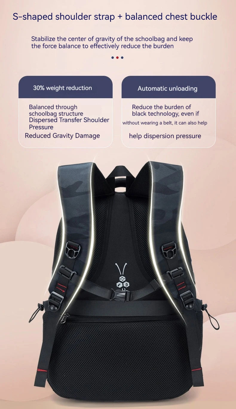 Backpack, male student backpack, computer bag, travel large capacity, thick, handsome, durable, dirt resistant