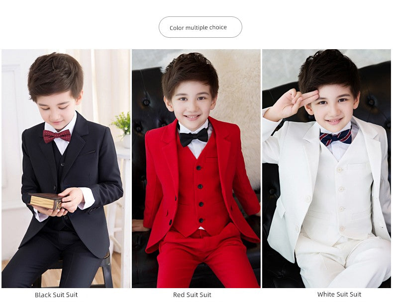 White Kids Boy Host Piano Handsome Suit