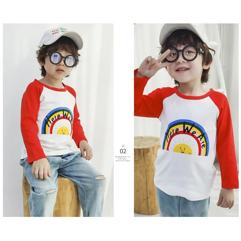 Kids T-Shirt Clothing Children's Clothes Cartoon Tops Long Sleeve Baby Clothing Autumn Winter Cotton Print Sweatshirt Boys Girl