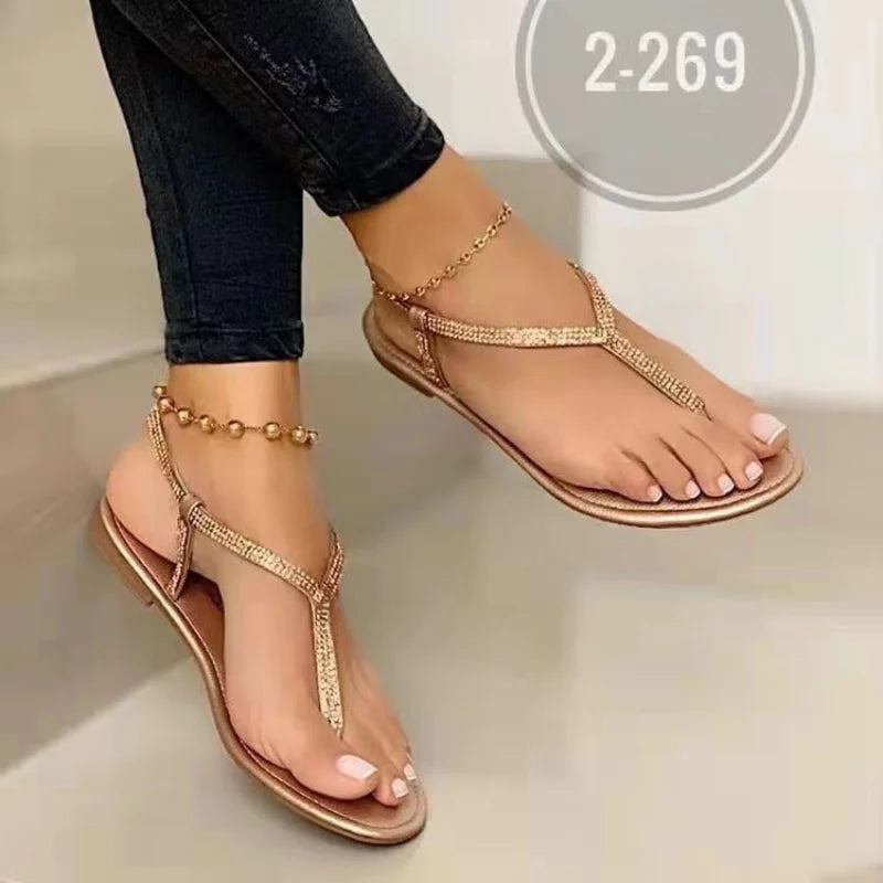 New Summer Sandals for Women Fashion Pointed Toe Flats Women's Casual Sandals Ladies Flip Flops Roman Low Heel Woman Sandalias