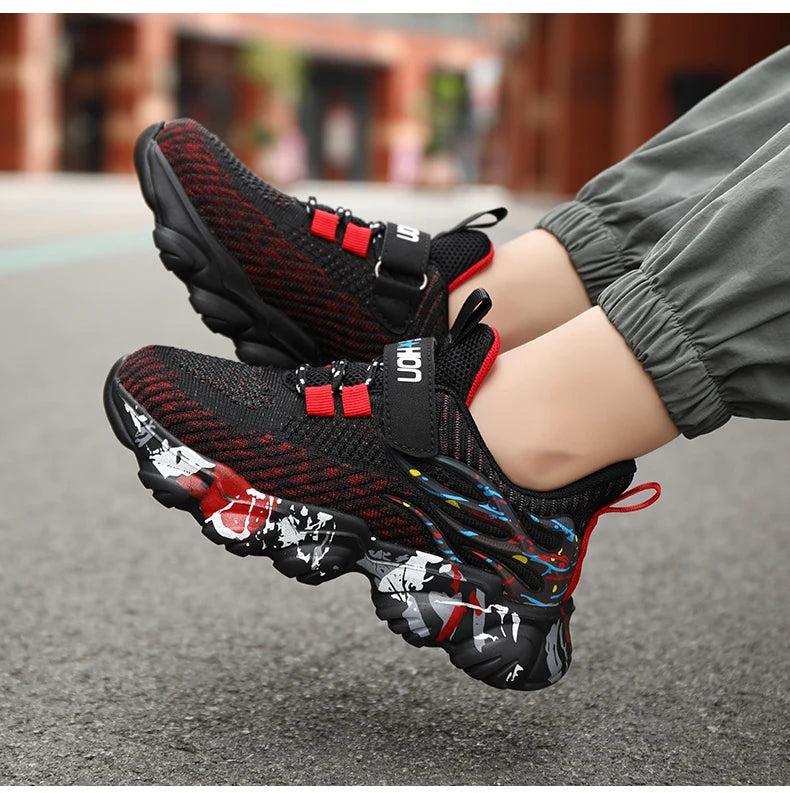 Autumn Children Fashion Sports Shoes High Quality Outdoor Sneakers Boys Girls PU Leisure Trainers Shoes Kids Casual Sneaker